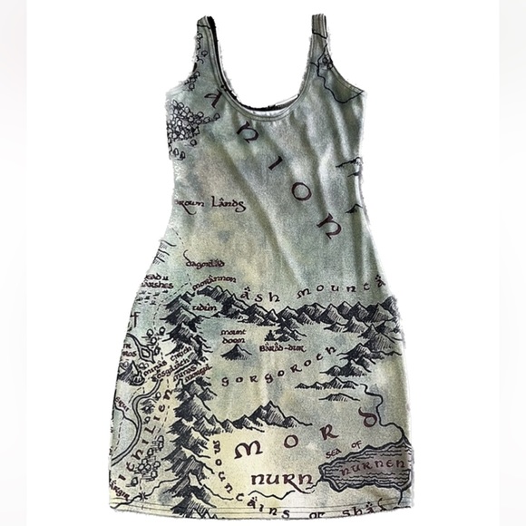 NWOT Blackmilk Middle Earth Map Dress ~ LIMITED Size Small - Picture 4 of 9